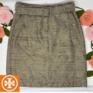 Tory Burch Skirt w/ Matching Belt, Metallic Size 4